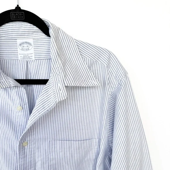 Brooks Brothers Blue White Striped 100% Cotton Button Down Shirt - Picture 2 of 8